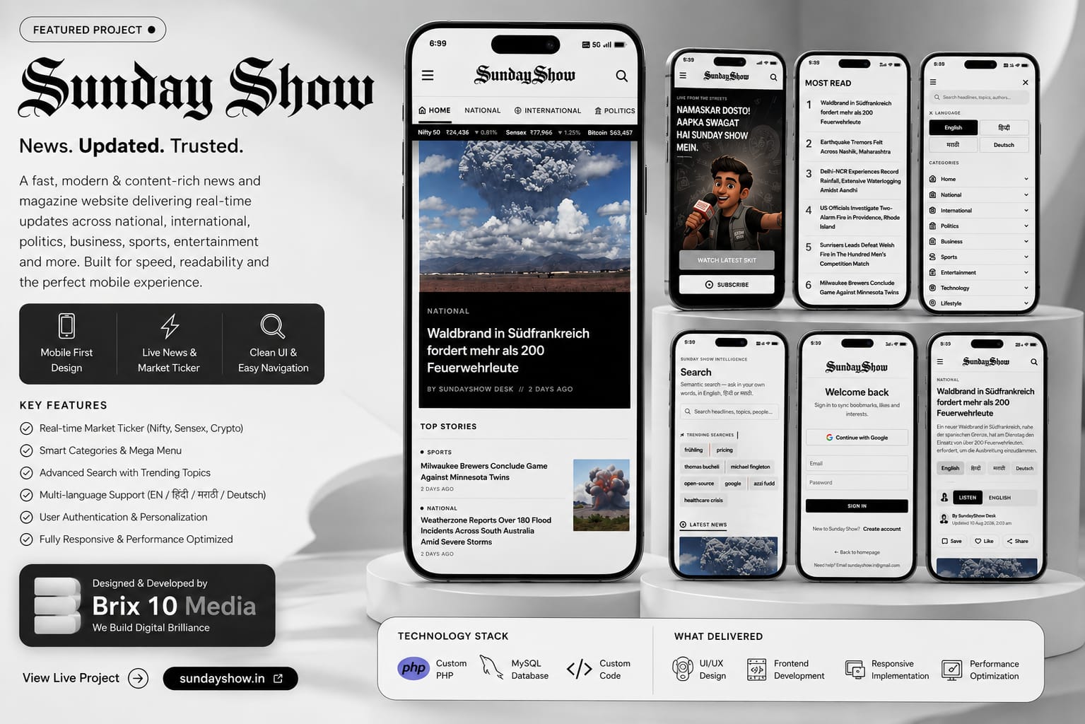 Sunday Show website designed and developed by Brix 10 Media