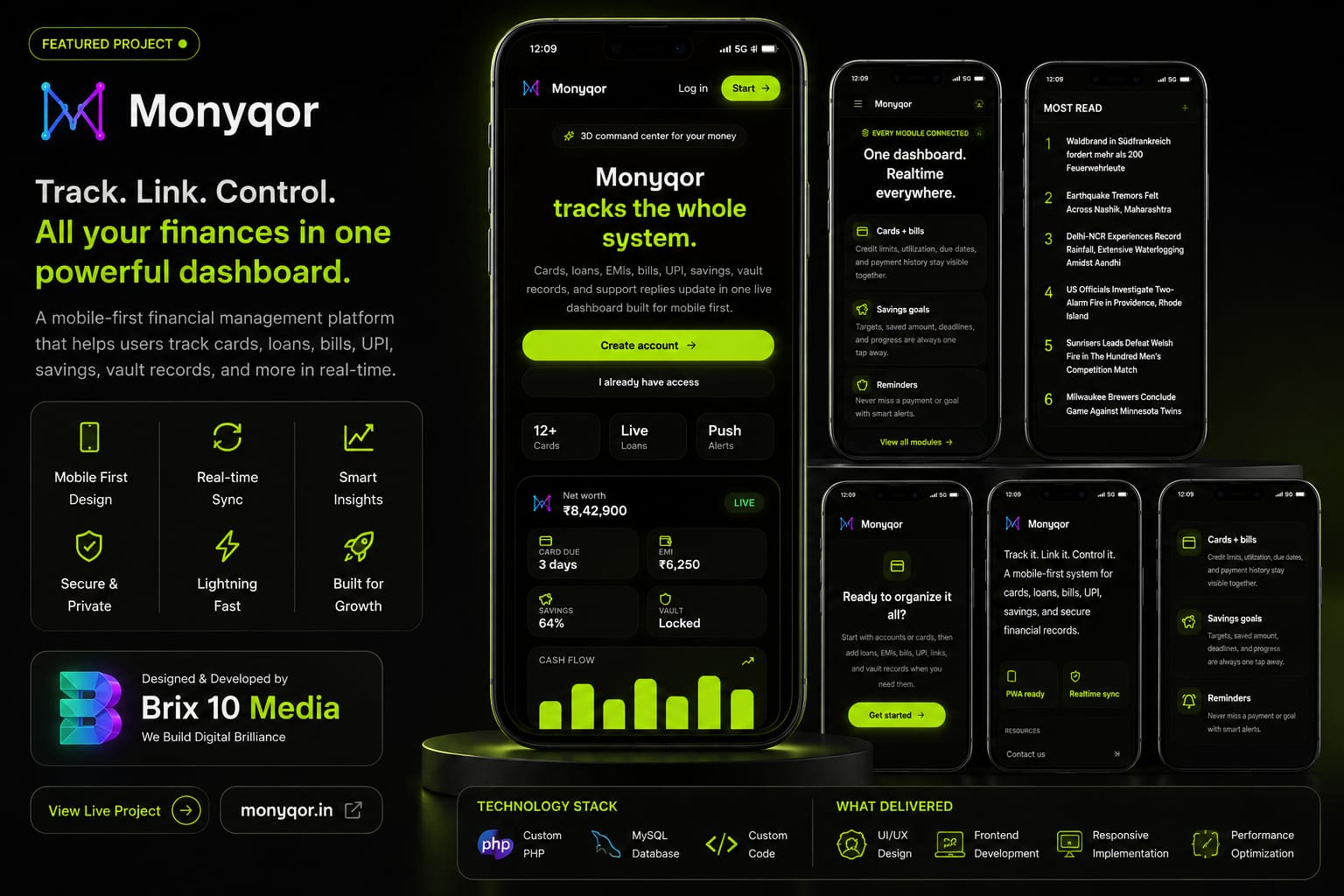 Monyqor website designed and developed by Brix 10 Media